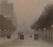 Clarice Beckett Evening, St Kilda Road oil painting reproduction